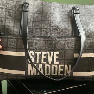 Steve Madden Charcoal and Black Duffel Bag